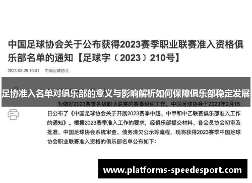 足协准入名单对俱乐部的意义与影响解析如何保障俱乐部稳定发展