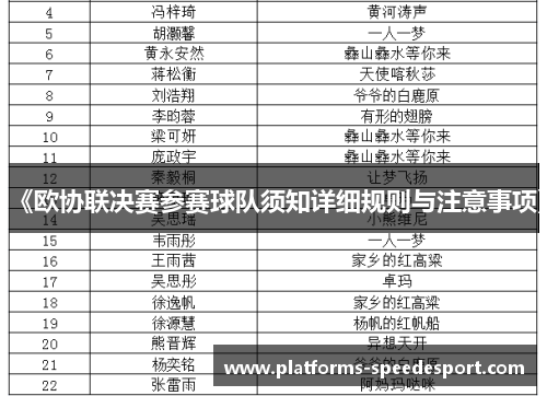 《欧协联决赛参赛球队须知详细规则与注意事项》 《欧协联决赛参赛球队须知详细规则与注意事项》